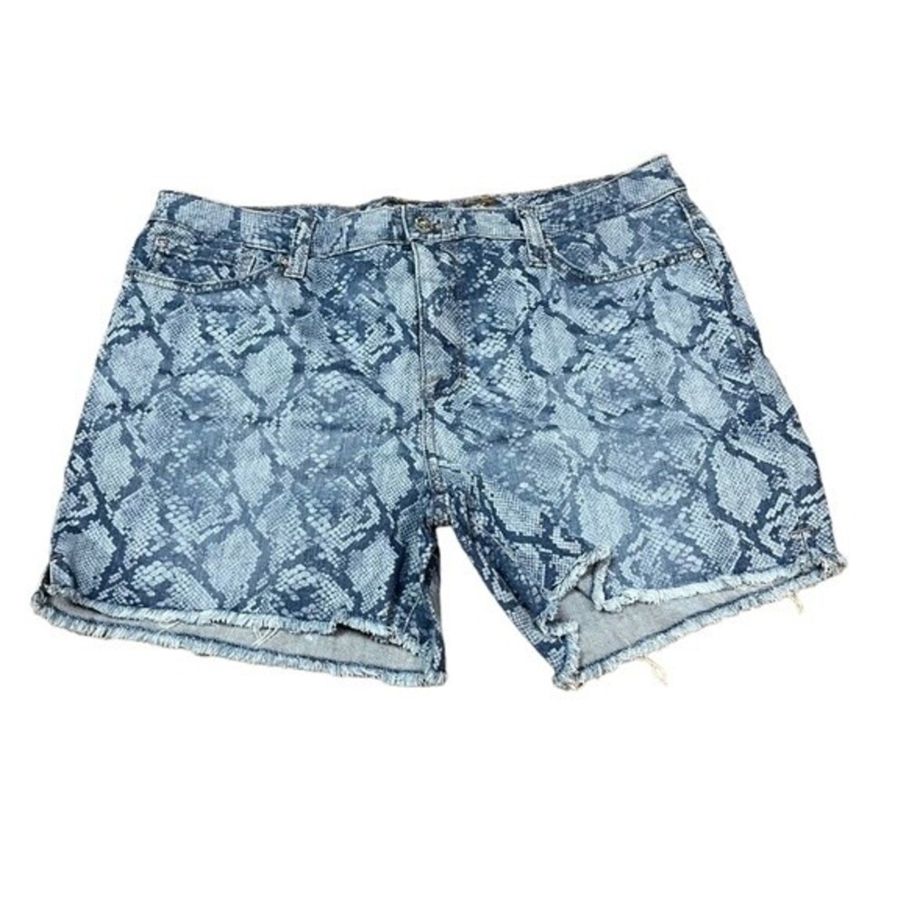 Seven7 Snake Print Raw Hem Jean Shorts Size 12 Women